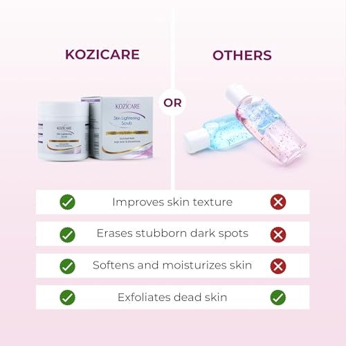 Kozicare Skin Whitening Scrub For Face | Exfoliating Scrub | Scrub For Men & Women Tan Removal Scrub Tanning Dead Skin Removal Gel Kojic Acid Scrub For Blackheads, Whiteheads & Smooth Skin - 100 Gm - Image 5