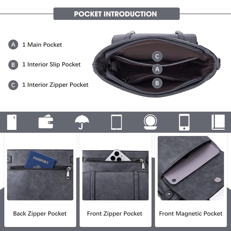 Roulens Crossbody Bags for Women,Multi Pocket Crossbody Purses Vegan Leather Shoulder Handbags Travel Purse Adjustable Strap - Image 3