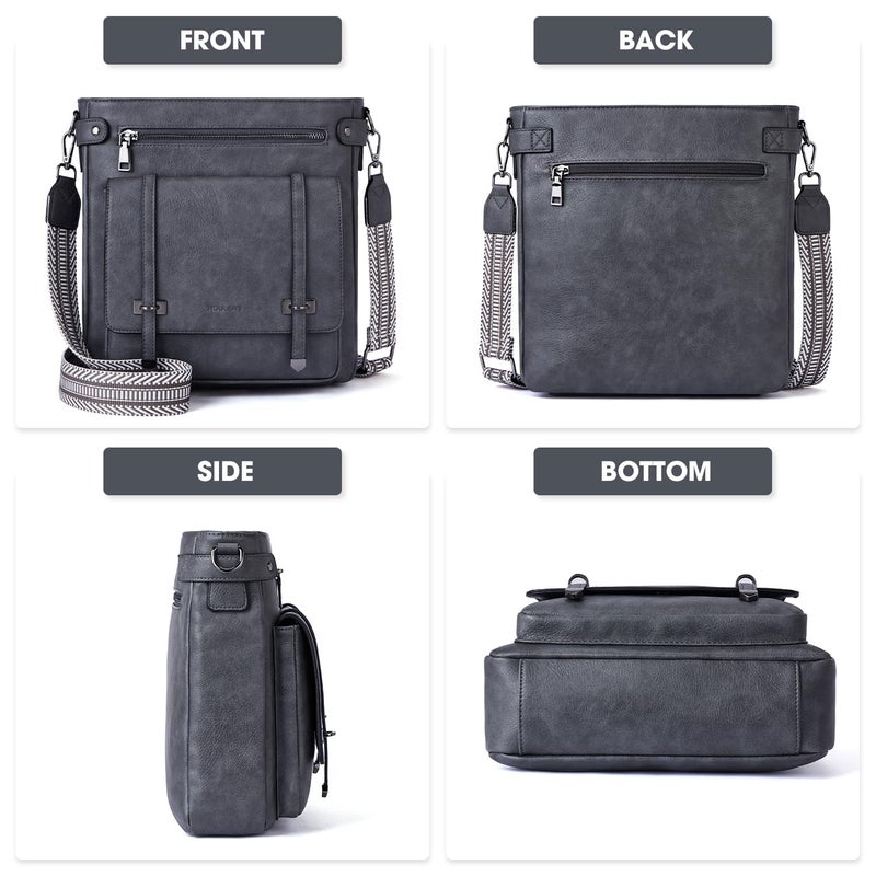 Roulens Crossbody Bags for Women,Multi Pocket Crossbody Purses Vegan Leather Shoulder Handbags Travel Purse Adjustable Strap - Image 4