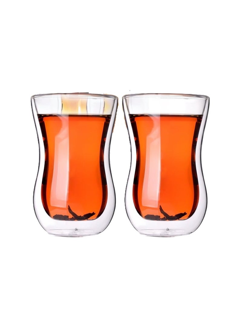 Mirolex Set of 2 - Double Wall Turkish Tea Glasses - 120 ml Insulated Heat Resistant & Lightweight - Image 1