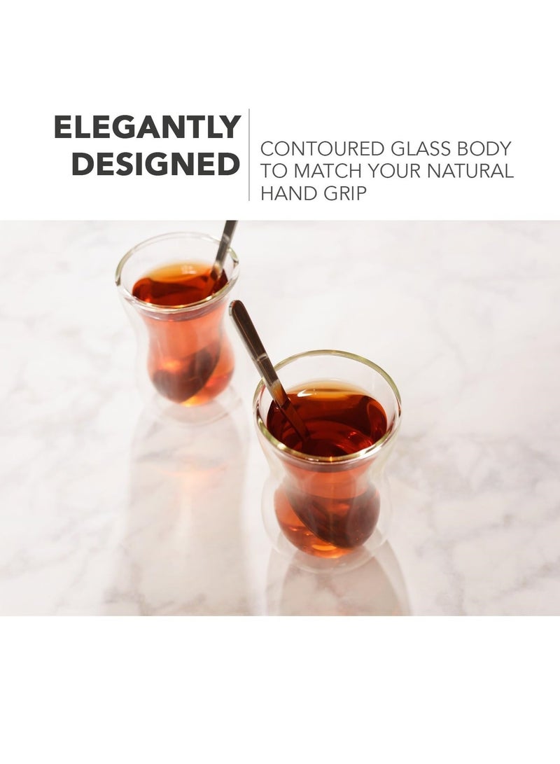 Mirolex Set of 2 - Double Wall Turkish Tea Glasses - 120 ml Insulated Heat Resistant & Lightweight - Image 5