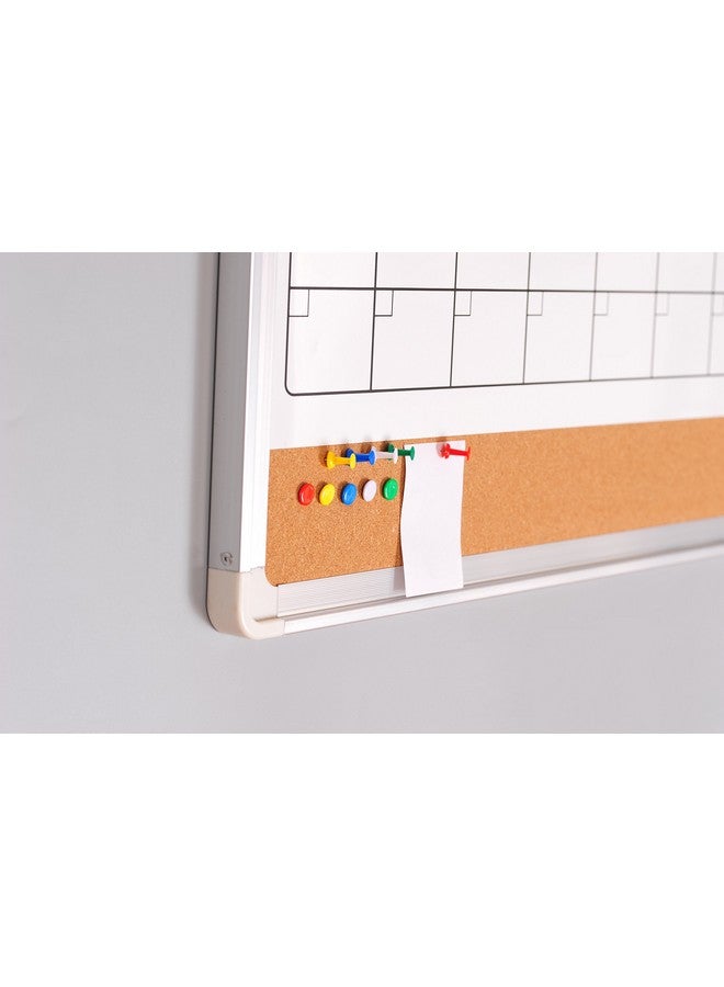 Navy Penguin Whiteboard Monthly Wall Calendar Set - 24 X 18 Inch Magnetic Dry Erase/Cork Board Planner With 1 Eraser, 4 Dry Wipe Markers, 4 Magnets And 10 Thumb Tacks - Small Hanging Framed White Bulletin Board - Image 5