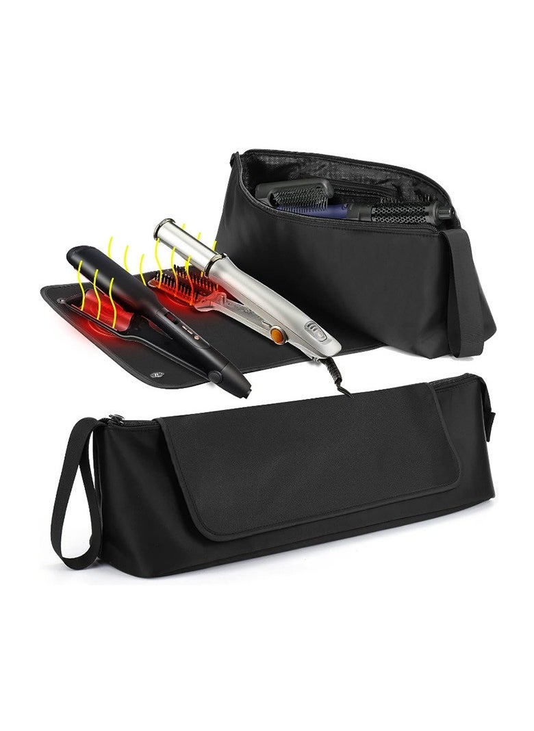 General - Multifunctional Hair Travel Bag Hair Straightener Curling Iron Portable Storage Bag with Heat Resistant Pad - Image 1