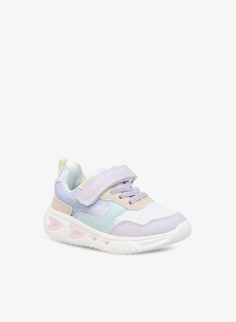 Flora Bella By Shoexpress Girls Colourblock Light-Up Sneakers with Hook and Loop Closure