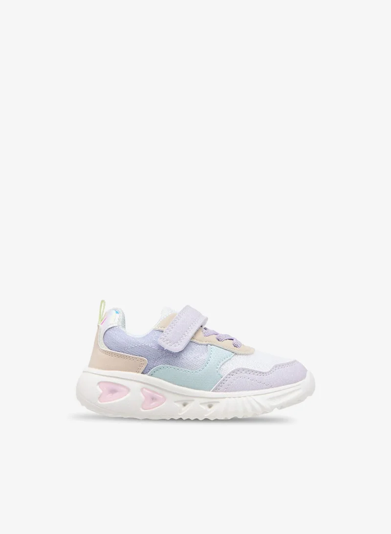 Flora Bella By Shoexpress Girls Colourblock Light-Up Sneakers with Hook and Loop Closure