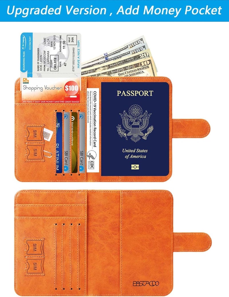 PASCACOO محفظة حامل جواز سفر مع حجب إشارات RFID من الجلد، إكسسوارات سفر للنساء والرجال (كلايبانك) - Image 4