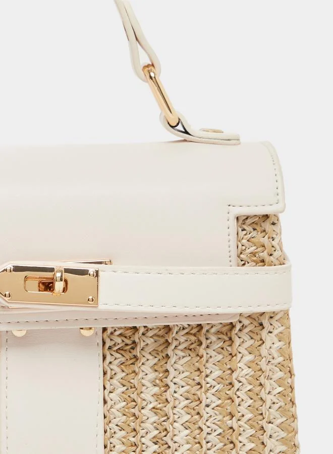 Styli Styli Two Tone Textured Satchel Bag with Removable Shoulder Strap
