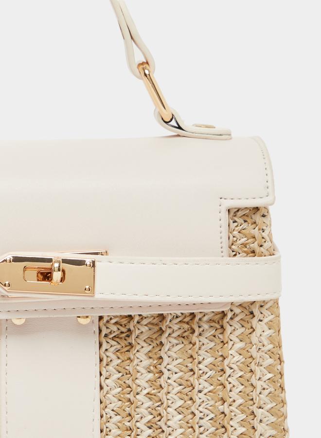 Styli Styli Two Tone Textured Satchel Bag with Removable Shoulder Strap  - Image 3