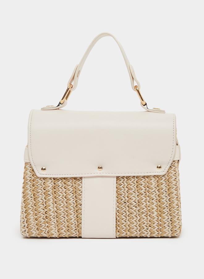 Styli Styli Two Tone Textured Satchel Bag with Removable Shoulder Strap  - Image 2
