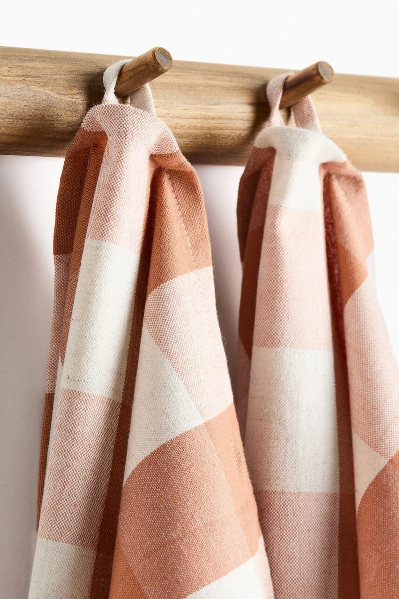 اتش اند ام منشفة مطبخ من مزيج الكتان - عبوة من قطعتين