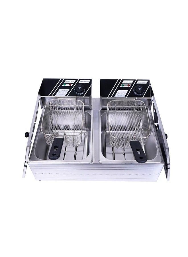 XiuWoo Deep Fryer 6L+6L Temperature Control 1600W Large Capacity Silver - Image 5