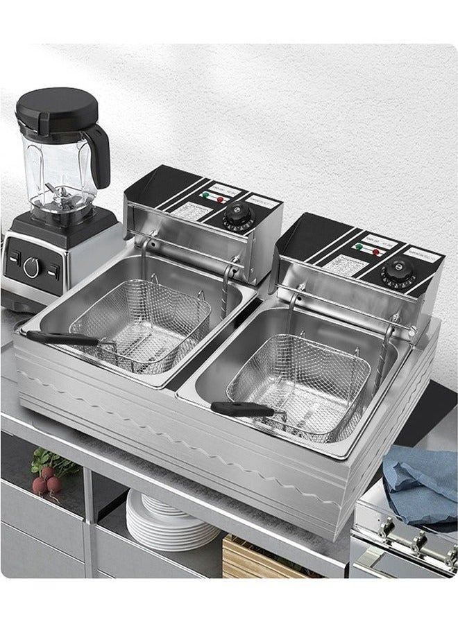 XiuWoo Deep Fryer 6L+6L Temperature Control 1600W Large Capacity Silver - Image 1