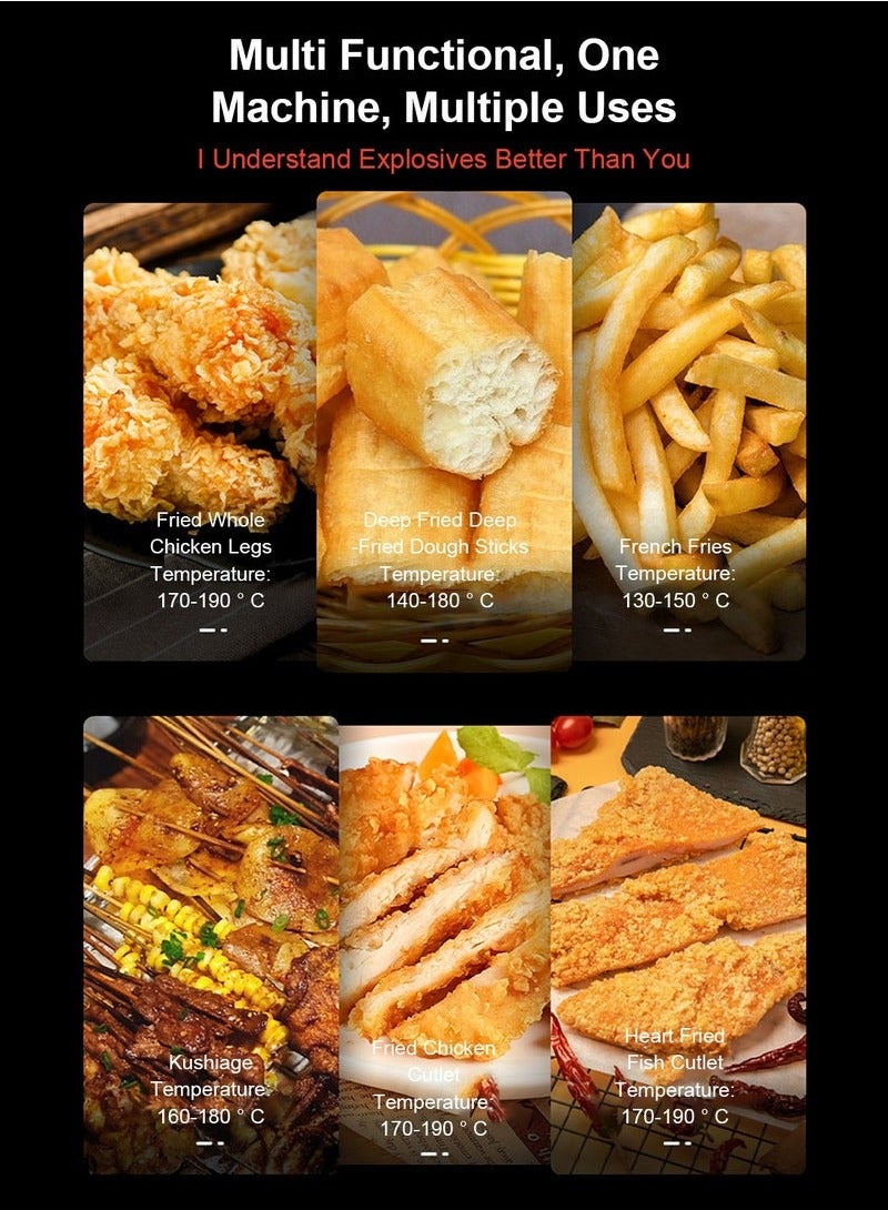 XiuWoo Deep Fryer 6L+6L Temperature Control 1600W Large Capacity Silver - Image 2