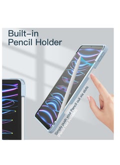 glassology iPad Air Case Combo (2022/2020 5th/4th Generation 10.9/ipad Pro 11) with Pencil Holder, Clear Transparent Back Shell Slim Stand Shockproof Tablet Cover Wake/Sleep with Screen Protector (Light Blue)  - Image 5