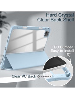 glassology iPad Air Case Combo (2022/2020 5th/4th Generation 10.9/ipad Pro 11) with Pencil Holder, Clear Transparent Back Shell Slim Stand Shockproof Tablet Cover Wake/Sleep with Screen Protector (Light Blue)  - Image 2