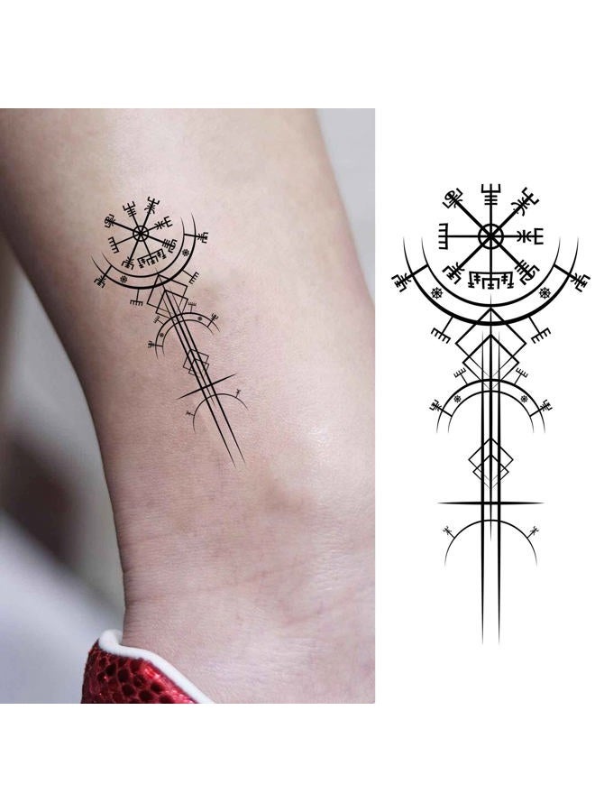 Dopetattoo Thor 6 Sheets Temporary Tattoos for Women Adults Ancient Viking Art Deco Vegvisir Navigation Compass Temporary tattoo for Men for Woman Neck Arm - Image 2