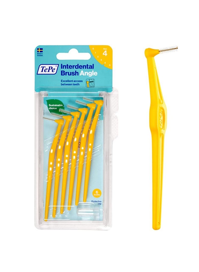 TePe Angle Interdental Brush Yellow 0.7mm 6's Size 4