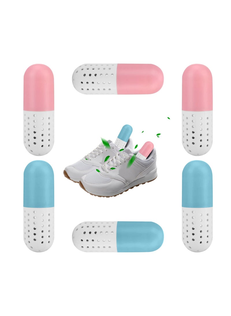 SOLARAE كبسولات مزيل رائحة الأحذية الرياضية، معطرات الأحذية القابلة لإعادة الاستخدام للأحذية الرياضية، خزائن، حقائب رياضية، خزائن، سيارات، تدوم طويلاً وسهلة الاستخدام، وردي وأزرق (6 عبوات) - Image 1