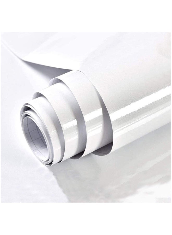 TANONE Countertop Contact Paper White Wallpaper Self Adhesive Vinyl Wrap Thickened Decorative Paper Waterproof for Wallcovering Kitchen Cabinets Wardrobe Furniture Iridescent Glitter (15.7“ x 78.7”) - Image 1