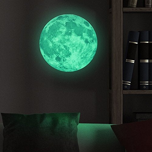Desi Rang Glow in The Dark Moon Large 30 cm Blue Color (in Day) Wall Sticker 3D Luminous Ceiling Decal for Kids Bedroom, Nursery & Home Decor Self-Adhesive Radium Starry Astronomy Sky Set - Image 1