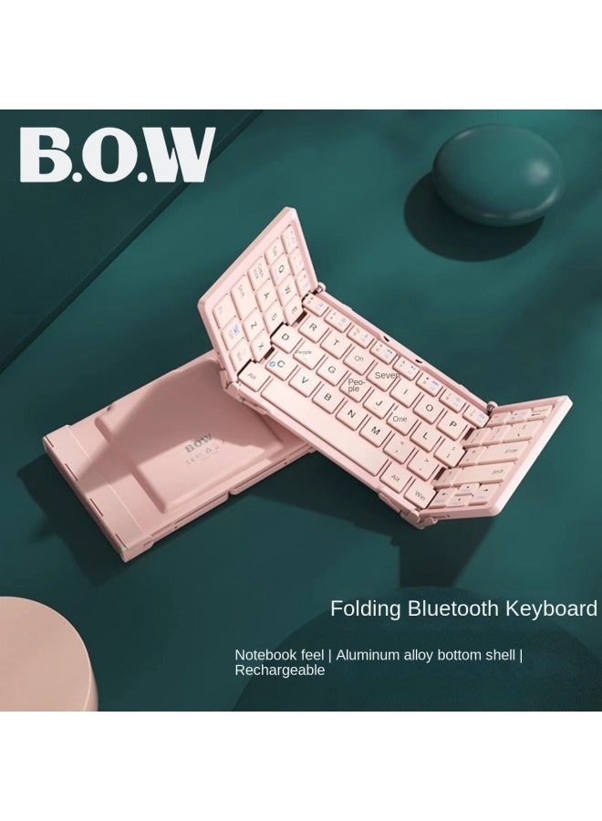 بي.أو.دب لوحة مفاتيح لاسلكية قابلة للطي مع شحن بلوتوث، عالمية للجهاز اللوحي والهاتف والكمبيوتر، مجموعة لوحة مفاتيح وفأرة محمولة للاستخدام المكتبي - Image 1