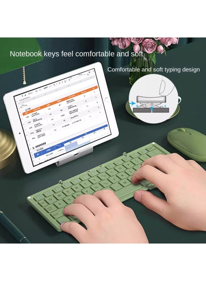 بي.أو.دب لوحة مفاتيح لاسلكية قابلة للطي مع شحن بلوتوث، عالمية للجهاز اللوحي والهاتف والكمبيوتر، مجموعة لوحة مفاتيح وفأرة محمولة للاستخدام المكتبي - Image 3