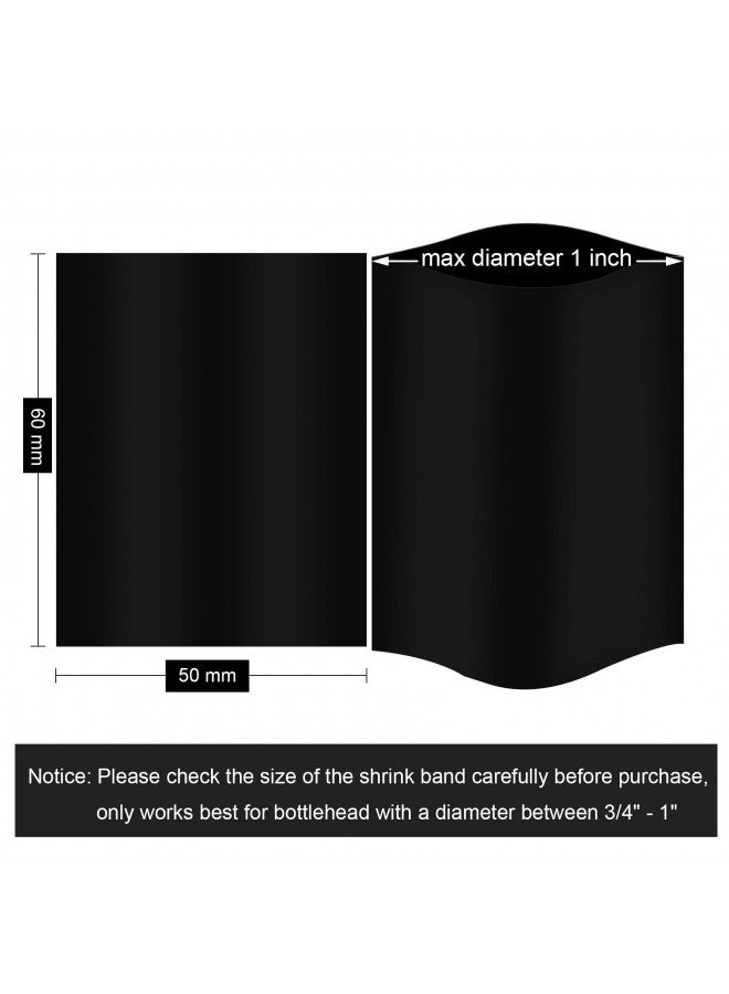 Morepack أشرطة انكماش سوداء، 50x60 مم 200 قطعة من غلاف الانكماش المثقوب الأسود لزجاجات الصلصة الحارة وزجاجات السوائل الأخرى تناسب قطر 3/4" إلى 1" - Image 1