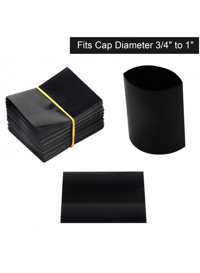 Morepack أشرطة انكماش سوداء، 50x60 مم 200 قطعة من غلاف الانكماش المثقوب الأسود لزجاجات الصلصة الحارة وزجاجات السوائل الأخرى تناسب قطر 3/4" إلى 1" - Image 3