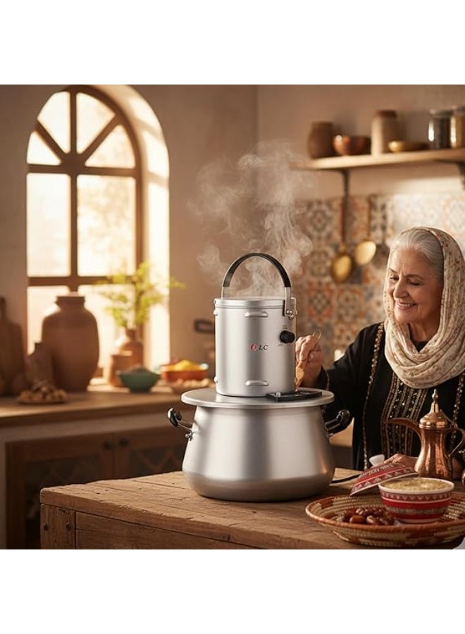 D L C Electric Harees Jareesh And Al-Aseed Maker Machine 10 Litre Capacity 500 Watt Aluminum Cooking Pot With Stainless Steel Stirring Paddle Silver Model DLC-8013 - Image 3