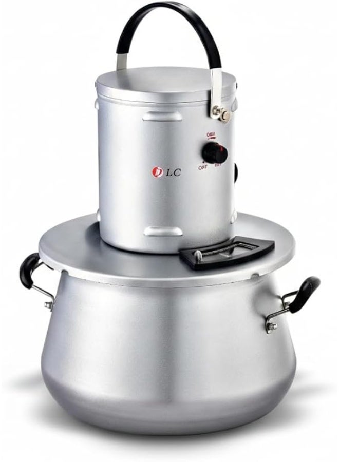 D L C Electric Harees Jareesh And Al-Aseed Maker Machine 10 Litre Capacity 500 Watt Aluminum Cooking Pot With Stainless Steel Stirring Paddle Silver Model DLC-8013 - Image 1