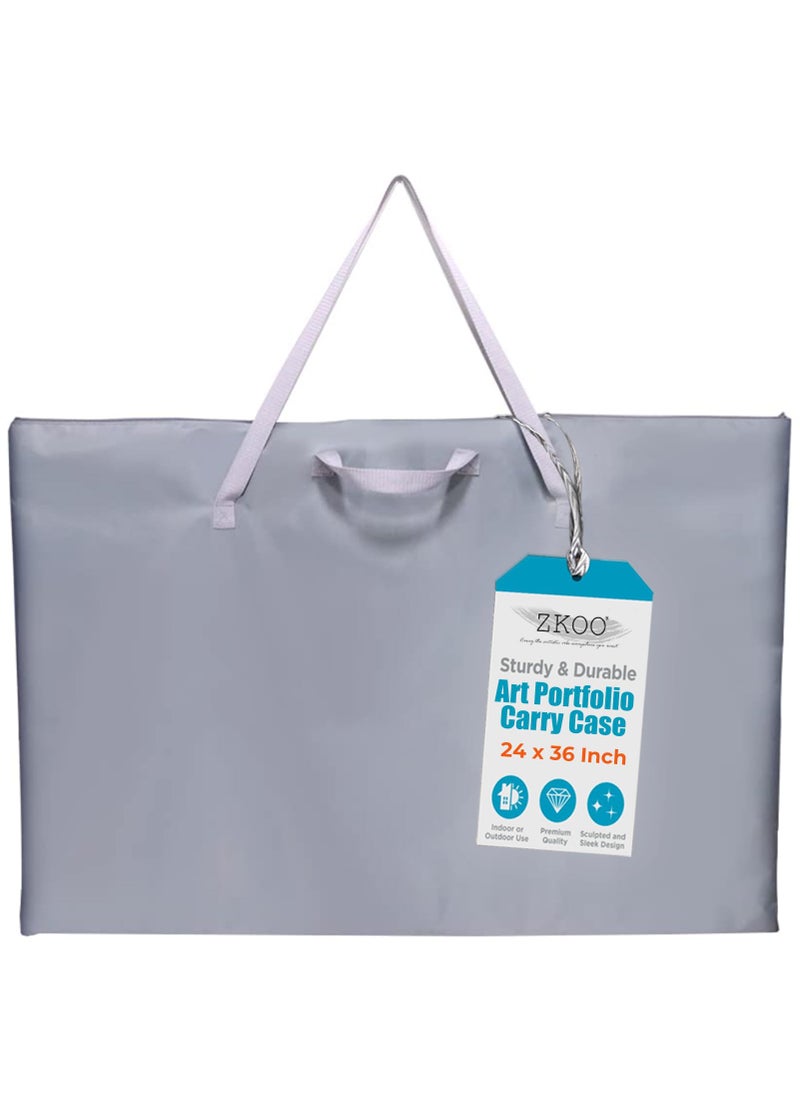 ZKOO ZKOO Large Size Art Portfolio Tote with Nylon Shoulder, Poster Board Storage Bag Office Supplies 24"X 36", Gray  - Image 1