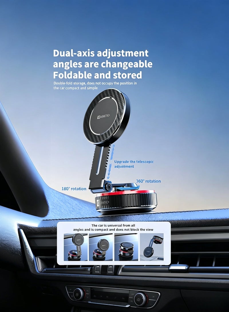 فراغ امتصاص مغناطيسي سيارة الهاتف جبل لـ MagSafe ، 360 درجة الدوران N52 حامل هاتف سيارة مغناطيسي قوي ، لوحة القيادة واقف هاتف الزجاج الأمامي متوافق مع آيفون سامسونج - Image 5