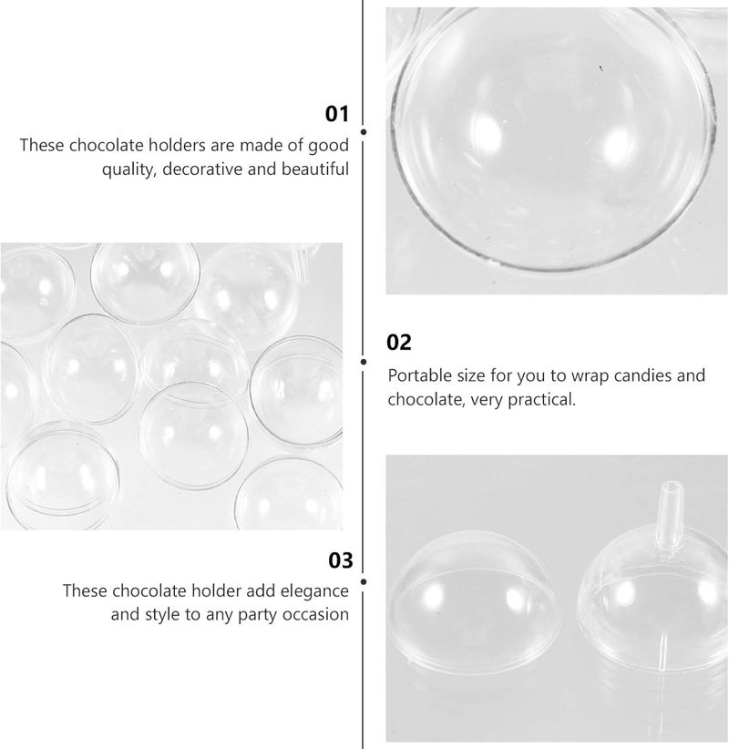comfrt 95PCS Clear Chocolate Box Holder Round Chocolate Candy Truffle Wrappers Holders Plastic Flower Packaging Support Rack for Wedding Birthday Party Decorations - Image 4