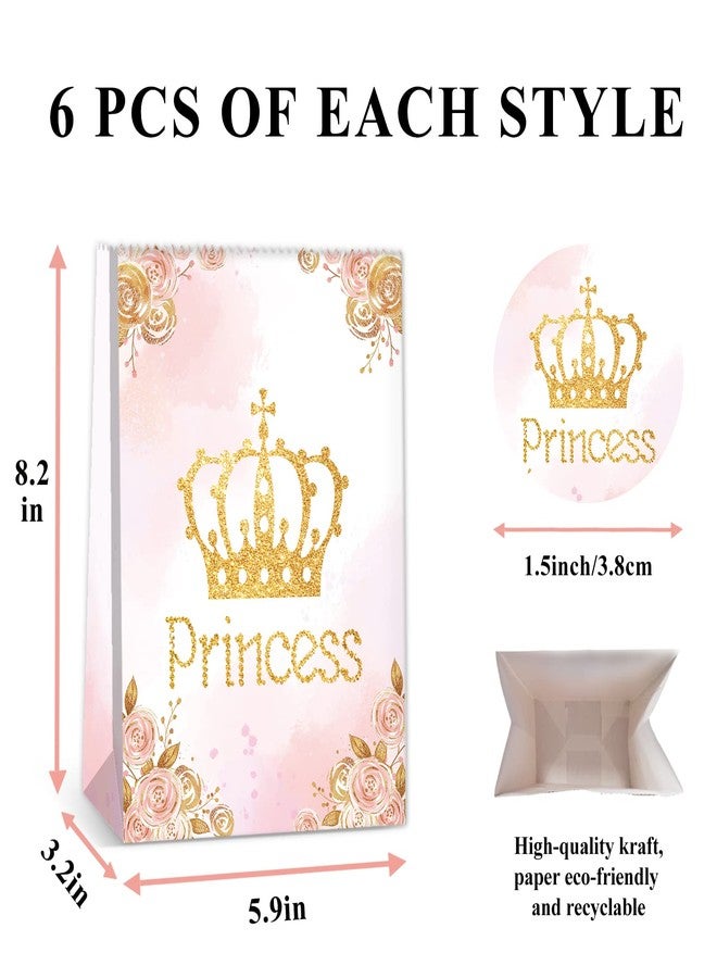 BQC 24Pcs Princess Party Favor Bags Princess Birthday Party Supplies Princess Goodie Bags Princess Party Decorations Princess Gift Bags for Princess Party Supplies Gold and Pink - Image 5