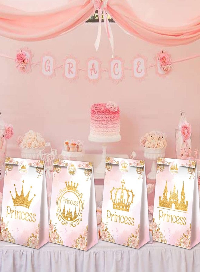 BQC 24Pcs Princess Party Favor Bags Princess Birthday Party Supplies Princess Goodie Bags Princess Party Decorations Princess Gift Bags for Princess Party Supplies Gold and Pink - Image 3