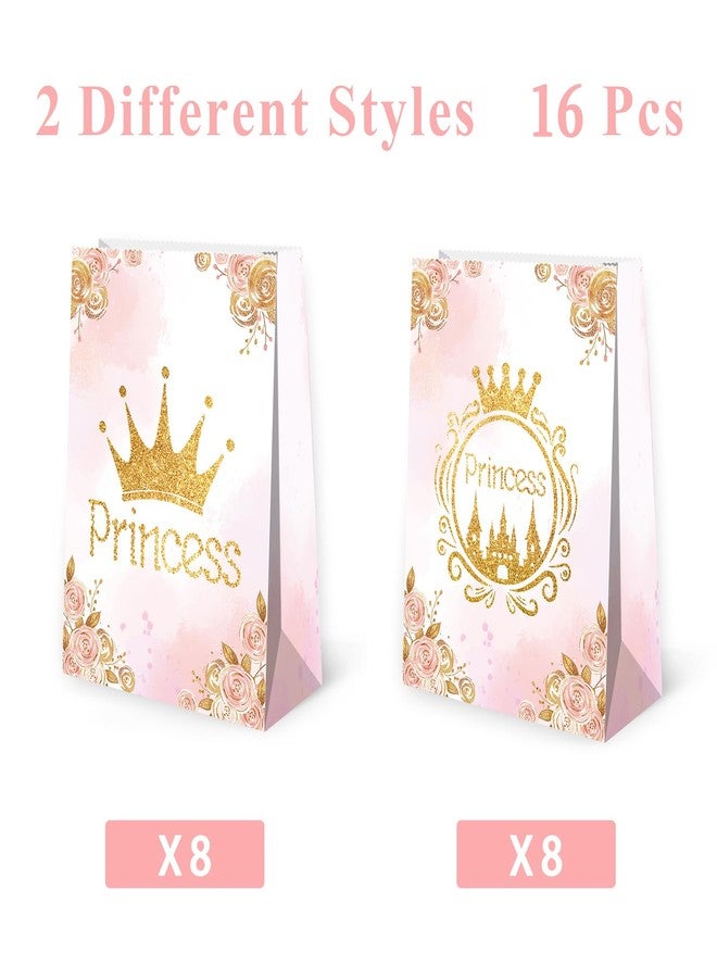 BQC 24Pcs Princess Party Favor Bags Princess Birthday Party Supplies Princess Goodie Bags Princess Party Decorations Princess Gift Bags for Princess Party Supplies Gold and Pink - Image 4