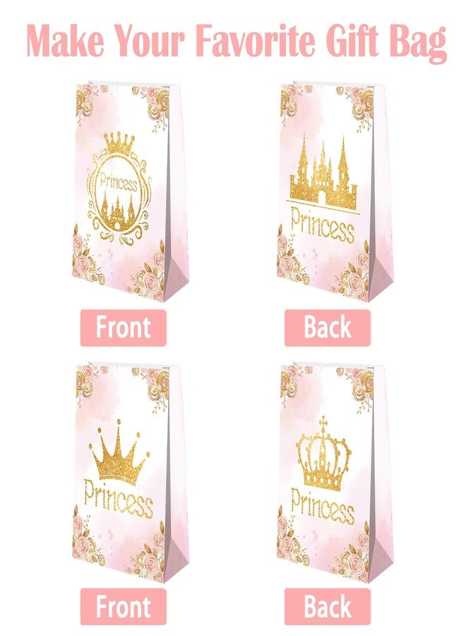 BQC 24Pcs Princess Party Favor Bags Princess Birthday Party Supplies Princess Goodie Bags Princess Party Decorations Princess Gift Bags for Princess Party Supplies Gold and Pink - Image 2