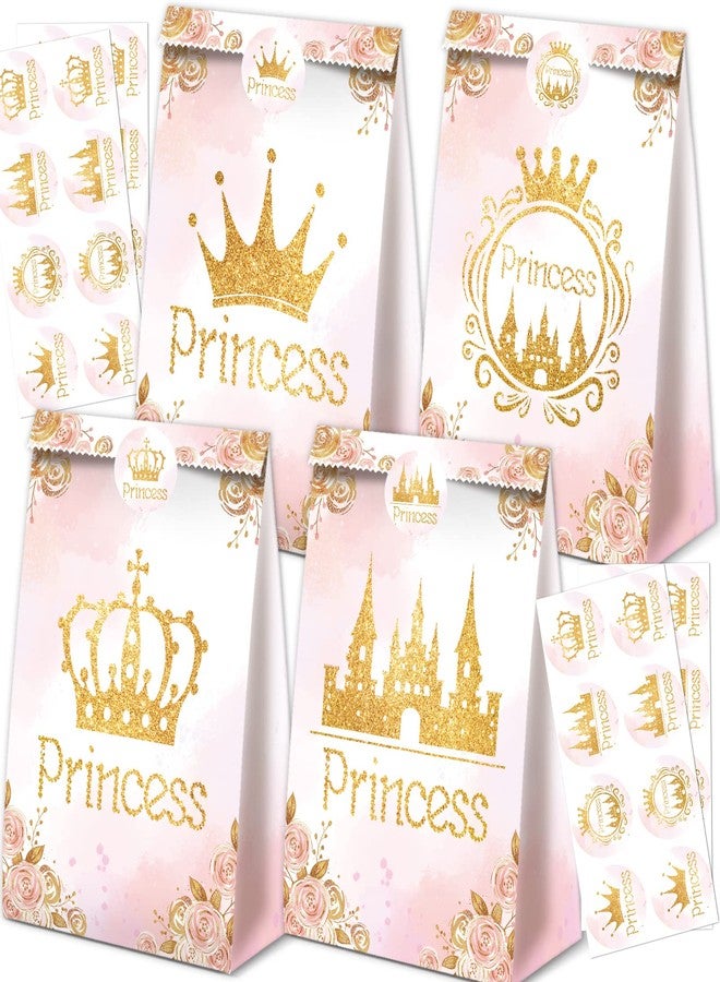 BQC 24Pcs Princess Party Favor Bags Princess Birthday Party Supplies Princess Goodie Bags Princess Party Decorations Princess Gift Bags for Princess Party Supplies Gold and Pink - Image 1