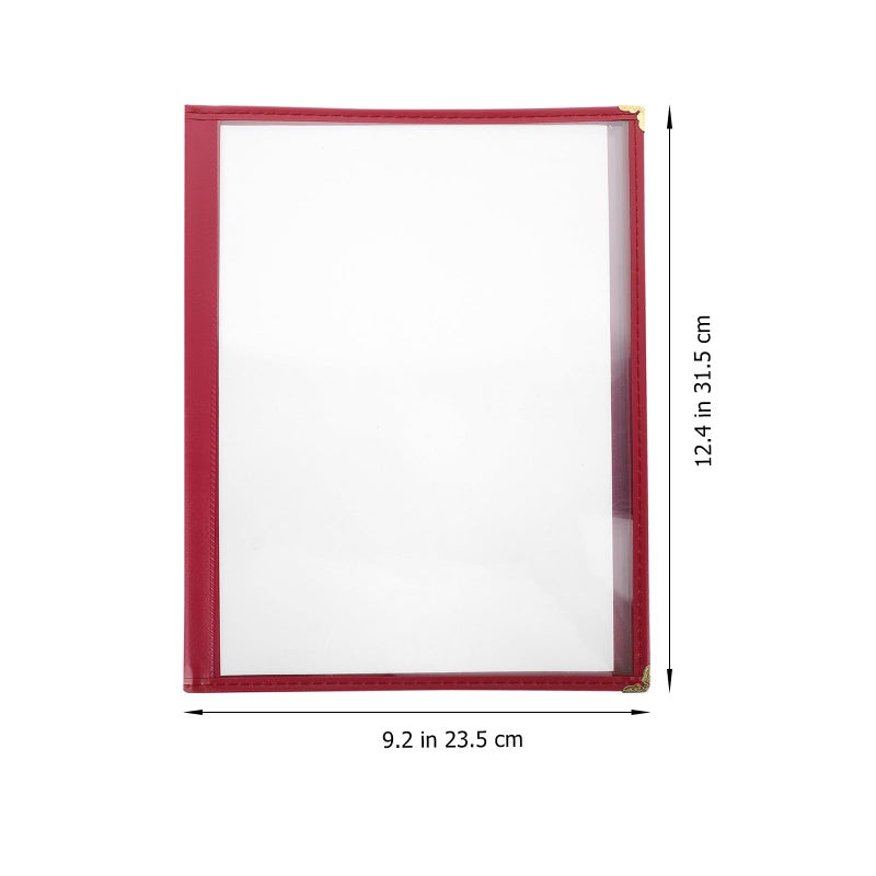 A4 Red PVC Menu Cover Folder 4 Sheet Protective Holder For Restaurant Coffee Bar Recipe - Image 3