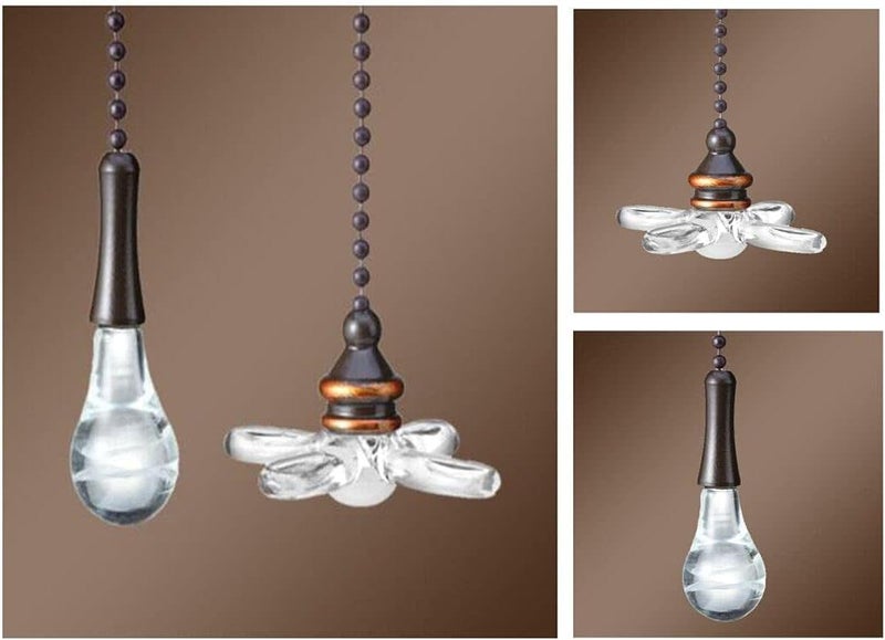 U/D Ceiling Fan Pull Chain, Pack of 2 Ceiling Fan Cords with 6 Inches Fan Pulls Set with Connector (ORB, Light Bulb and Fan) - Image 2