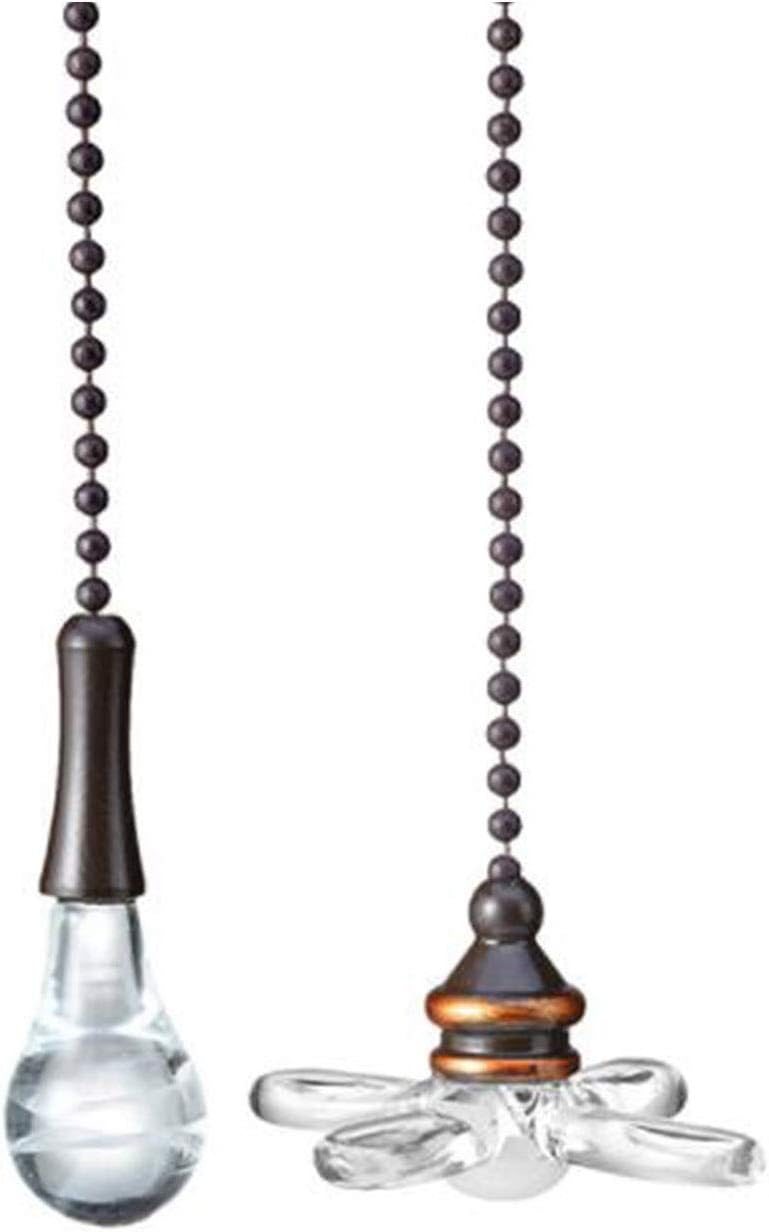 U/D Ceiling Fan Pull Chain, Pack of 2 Ceiling Fan Cords with 6 Inches Fan Pulls Set with Connector (ORB, Light Bulb and Fan) - Image 1