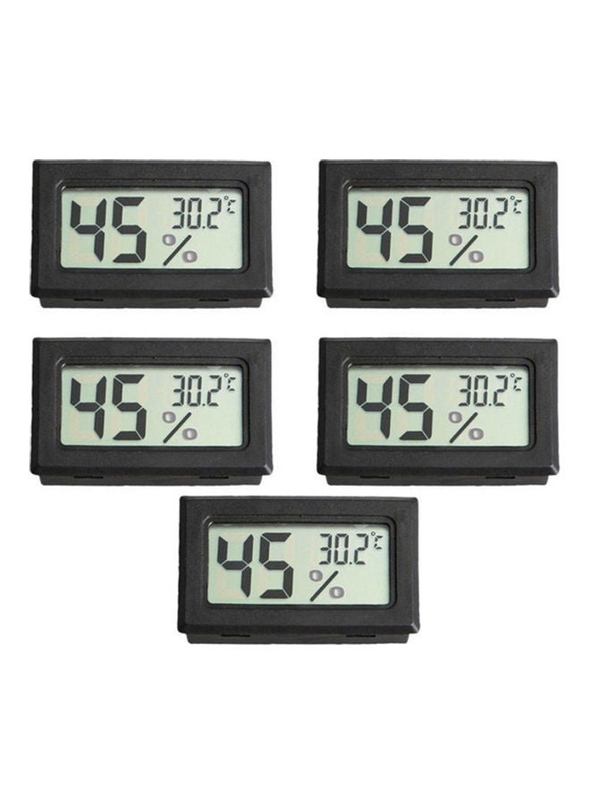 5-Piece Digital LCD Temperature And Humidity Meter Set Black - Image 1