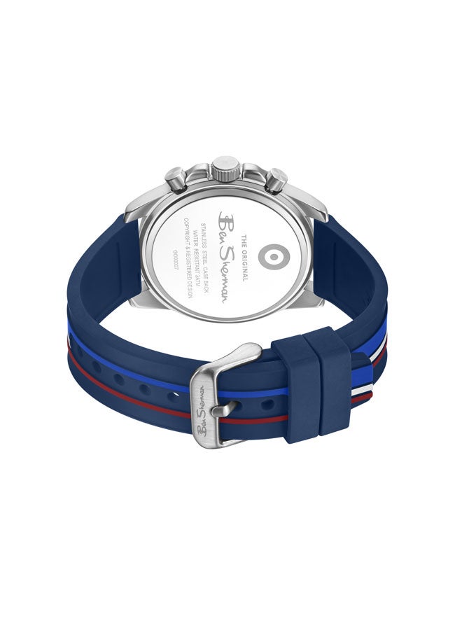 Ben Sherman Liverpool  Blue Dial Blue Silicone Strap Chronograph Watch for Men, 44mm - Image 3