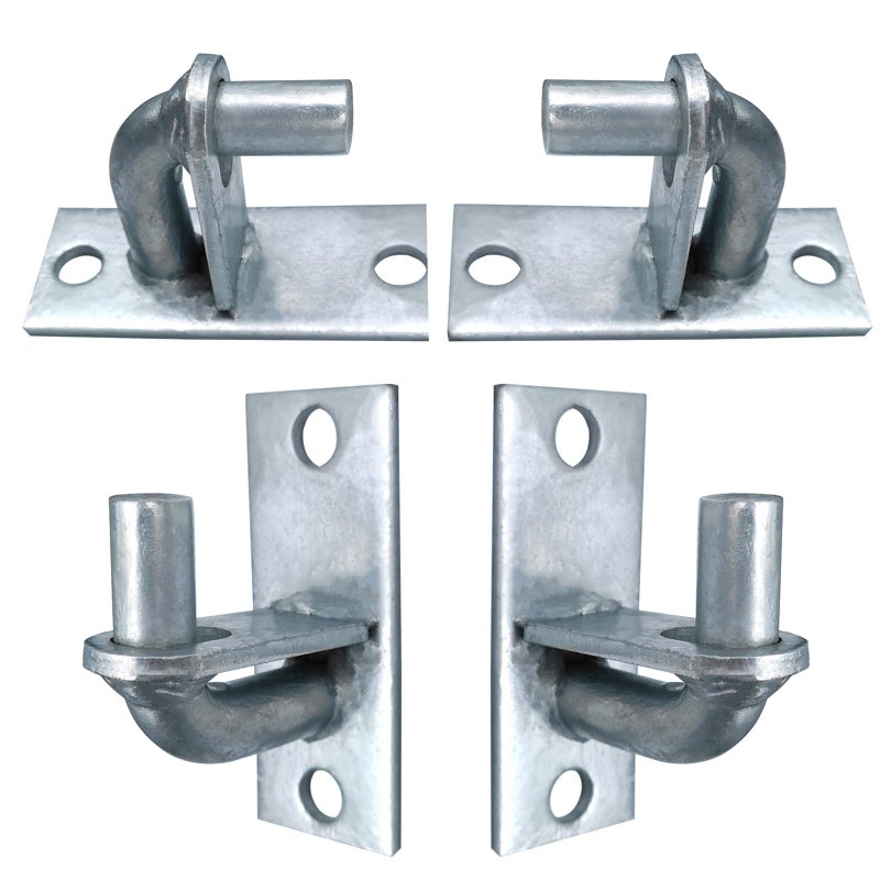 PLAIRC 4 Pack Wall Mount Gate Hinges, Heavy Duty Farm Gate Hinges, Chain Link Fence Gate Hinges Fence Post Chain Link Gate Hinge with 5/8 Hinge Pin (Screws Not Included) - Image 5
