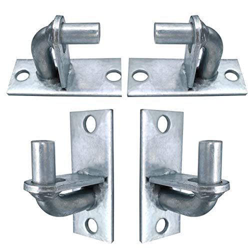 PLAIRC 4 Pack Wall Mount Gate Hinges, Heavy Duty Farm Gate Hinges, Chain Link Fence Gate Hinges Fence Post Chain Link Gate Hinge with 5/8 Hinge Pin (Screws Not Included) - Image 1