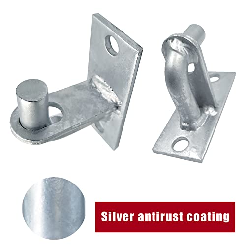 PLAIRC 4 Pack Wall Mount Gate Hinges, Heavy Duty Farm Gate Hinges, Chain Link Fence Gate Hinges Fence Post Chain Link Gate Hinge with 5/8 Hinge Pin (Screws Not Included) - Image 4