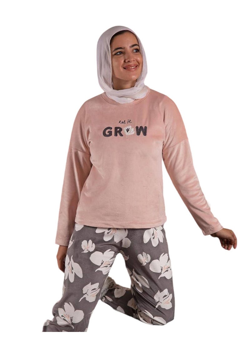 ميمو بيجامة شتوي قطيفة للنساء - Image 2