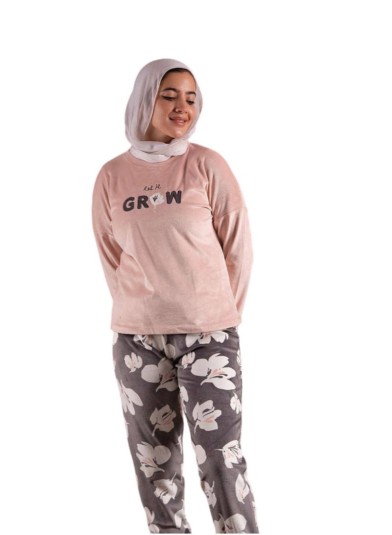 ميمو بيجامة شتوي قطيفة للنساء - Image 1