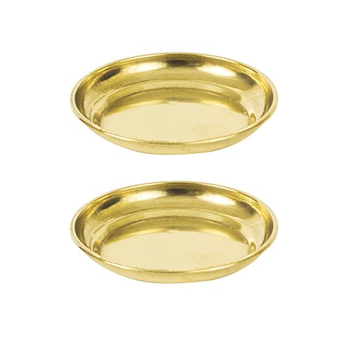 Spillbox Brass Deepak Diya Oil Lamp Plate for Home Temple Puja Articles Decor Gifts-Ram Plate Pack 2 - Image 1