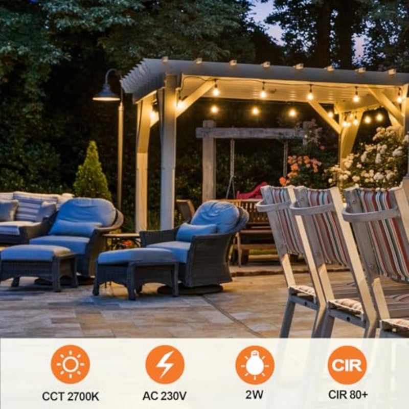 Outdoor indoor use, plastic S14 E27 LED bulbs, warm white 2700K, shatterproof and waterproof, AC220-240V, 25P 2W - Image 3